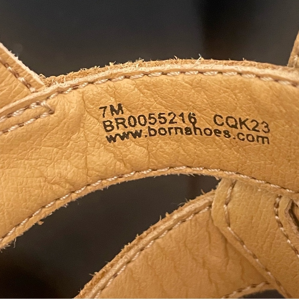 Born Bernese Leather Platform Cork Wedge Sandal Shoes Brown Women's Size 7 US - Picture 6 of 7